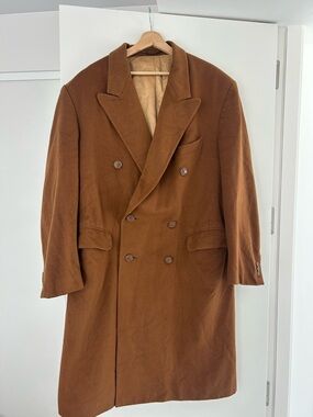 Double-Breasted Chestnut Brown 100% cashmere long Coat